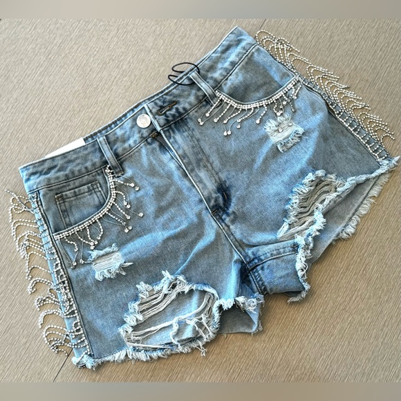 RUE21 EMBELLISHED BLING RHINESTONE SHORTS - Picture 11 of 13